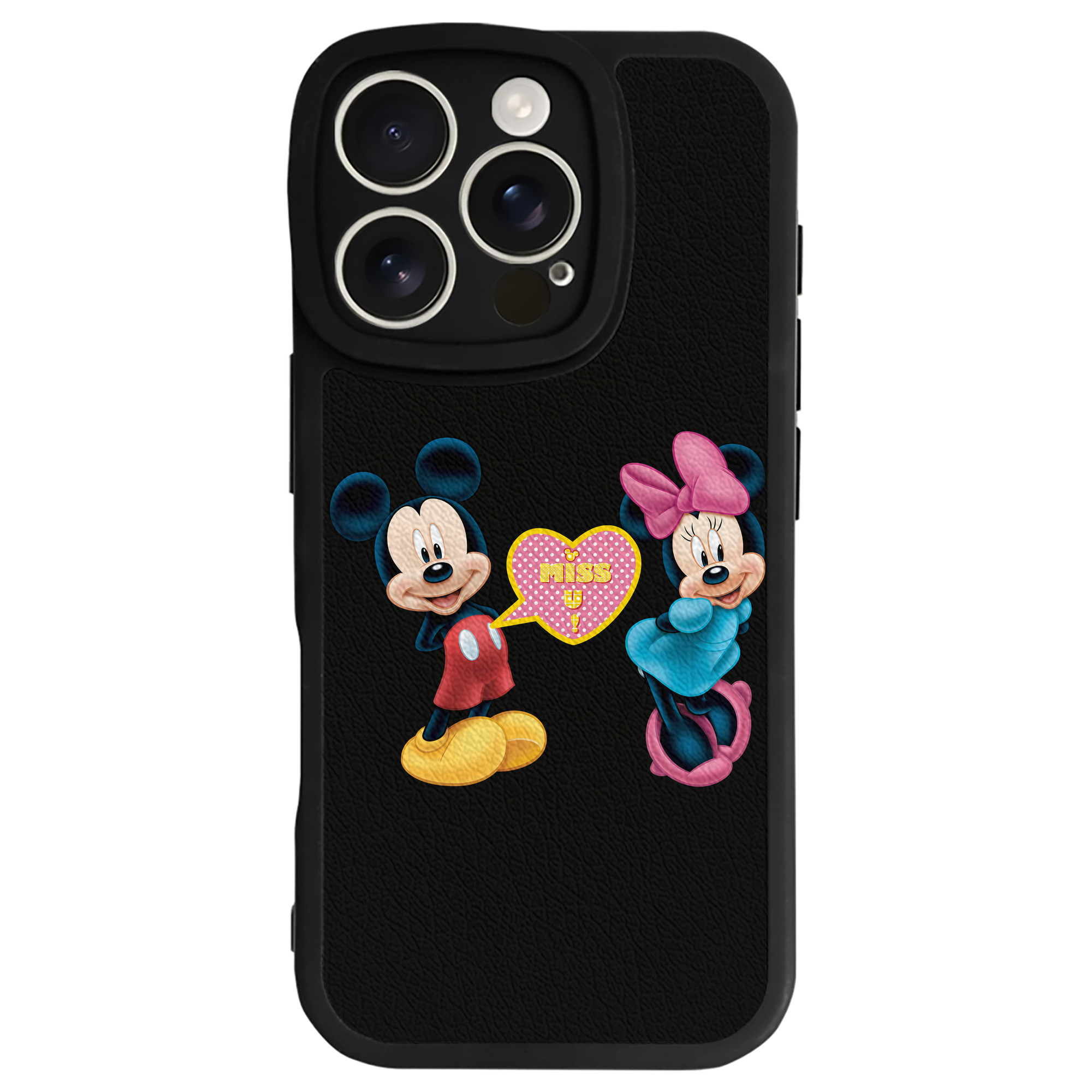 （画像用） ミッキーマウス Mickey Mouse 【iPhone 16シリーズ対応】シリコンスマホケース（レザー調） 材質：シリコン